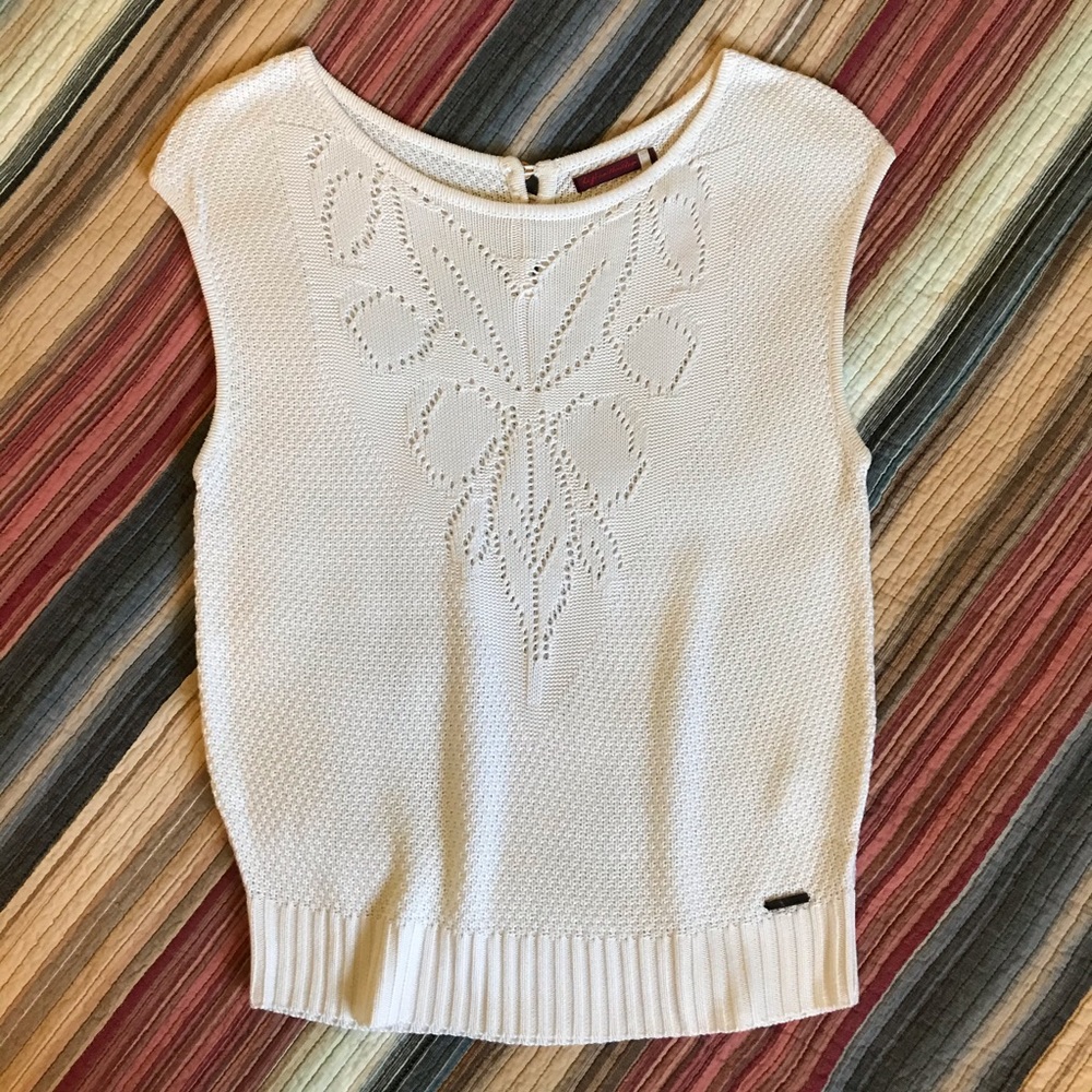 Anthropologie Left On Houston White Knit Top